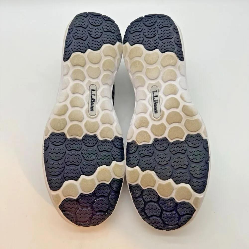 L.L. Bean Back Cove Canvas Shoes Women's 8 Blue Pin-Strip Slip On Comfort 503526